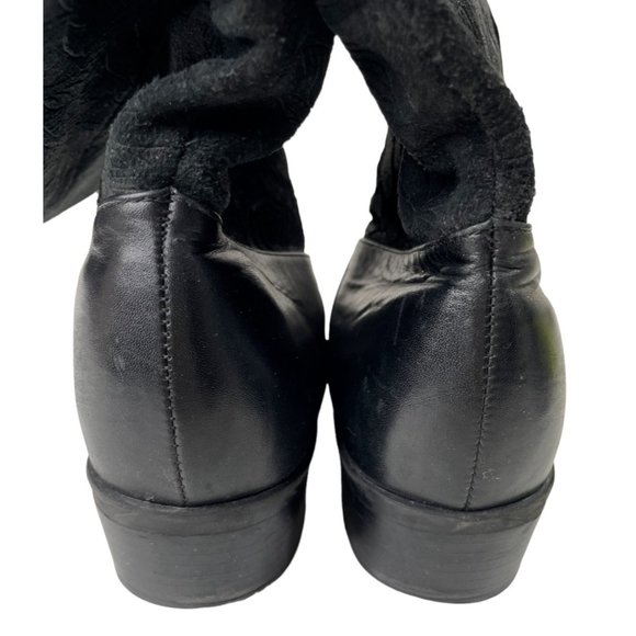 Markon Women's Suela Black Leather Boots W/Floral Embossed Suede Size 7W - Picture 4 of 7